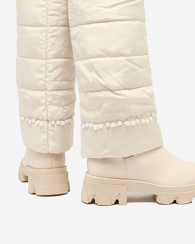 Royalfashion Sieviešu krēmkrāsas Ameroe zābaki