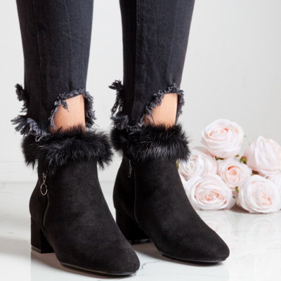 Black ankle boots with Yesenia fur - Footwear