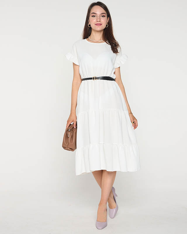 Women's white dress with frills - Clothing
