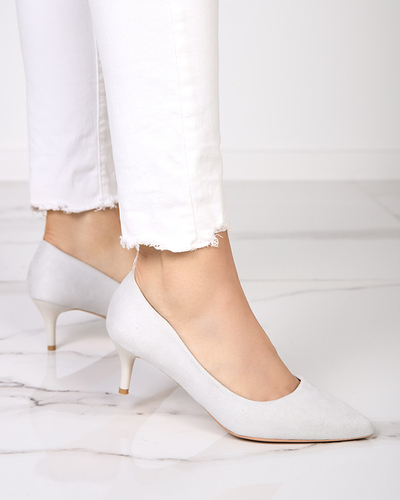 Light gray women's pumps on a low heel Oia - Clothing