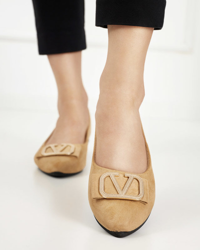 Women's beige ballerinas with an ornament on the toe Cavo - Footwear