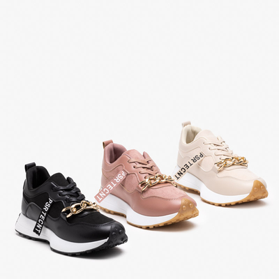 Pink women's sports shoes with a gold chain Nerika - Footwear