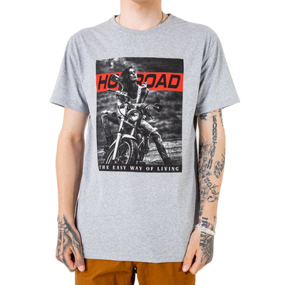 Men's Gray Printed Cotton T-Shirt - Clothing