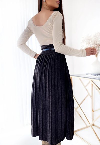 Royalfashion Женская плиссированная юбка-макси цвета графит