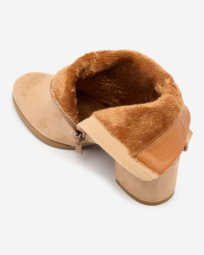 Royalfashion Women's low stiletto boots in light brown Dogdas