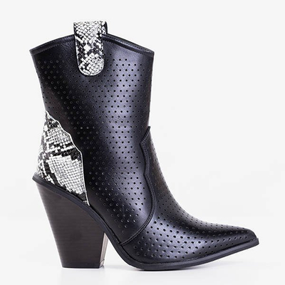 Black cowboy boots with snake skin embossing Qiana - Shoes