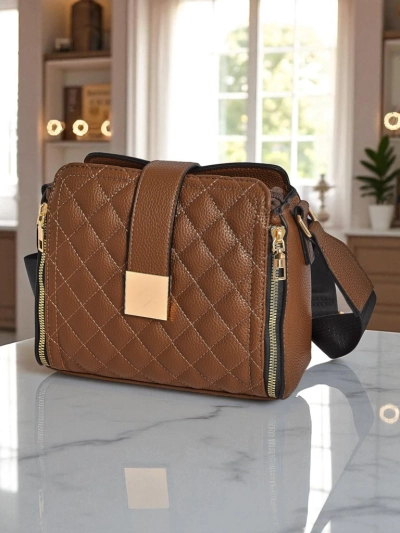 Женская сумка Aurelia – темно-коричневая, экологичная лакированная кожа, 22x20 см