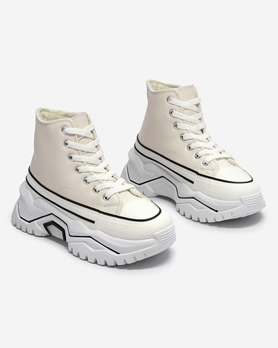 Sieviešu krēma krāsas sporta apavi uz platformas a'la kedas Retiha - Apavi