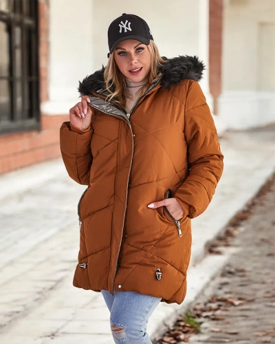 Royalfashion Brūna sieviešu ziemas jaka