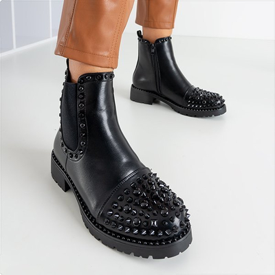 Black women's boots with studs Bombsa - Footwear
