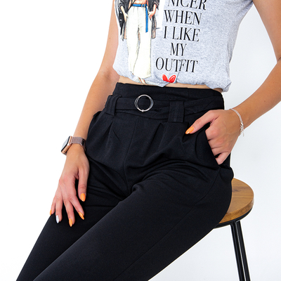Black elegant women's pants with straight legs - Clothing