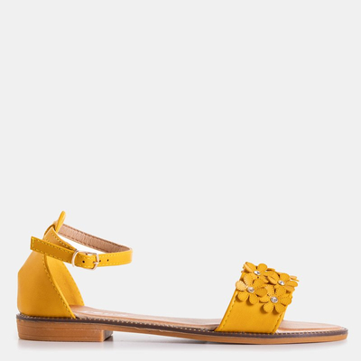 Yellow women's sandals with flowers Rafana - shoes