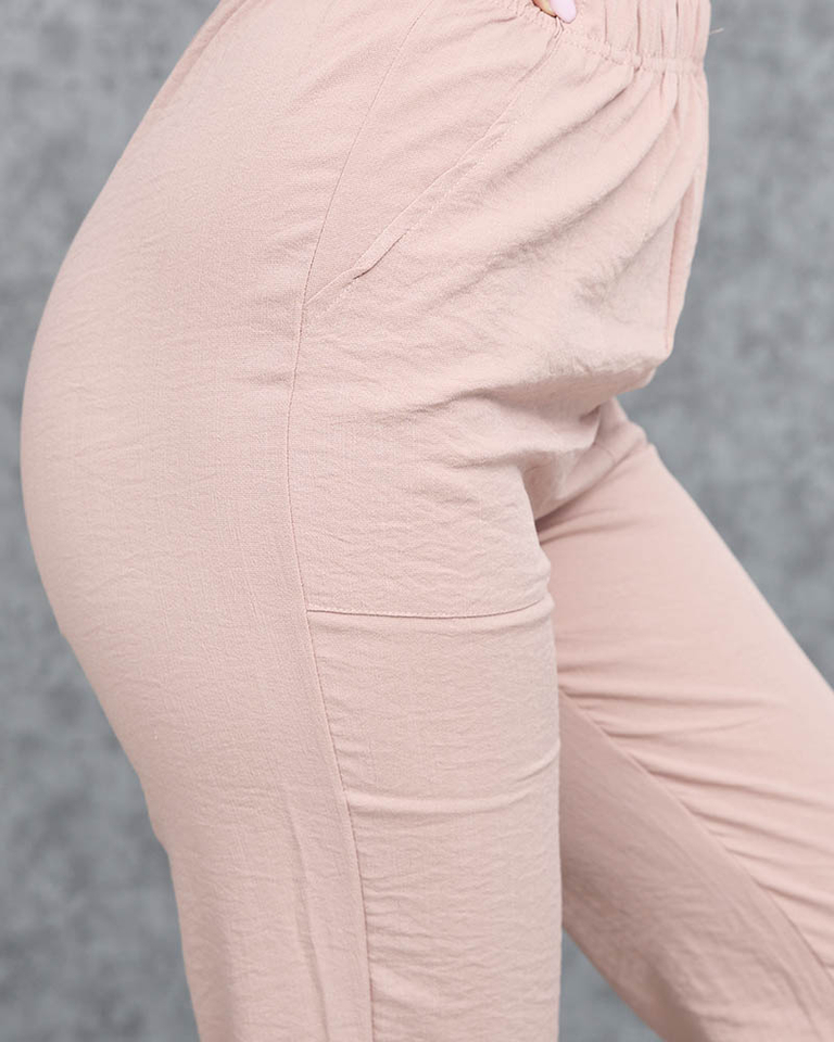 Pink fabric pants for women - Clothing