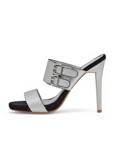 Aletheia silver stiletto sandals 12cm ecological leather straps