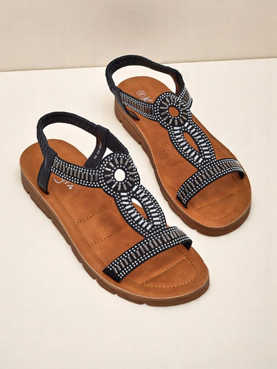 Ava Shine Women's Sandals with Decorative Straps