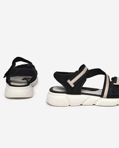 Black and beige children's sandals fastened with Velcro Modis - Shoes
