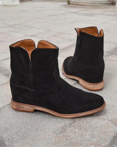 Royalfashion Cowboy-style boots on a covered wedge Blueston