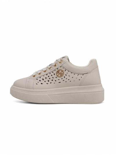 Women's Callista beige sneakers, ecological leather, spring, flat heel