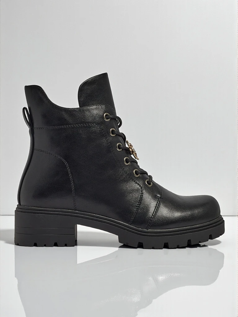 Eko skórzane sznurowane botki damskie Veltih