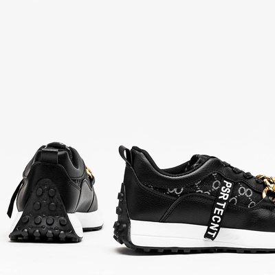 Black women's sneakers with print Philly- Footwear