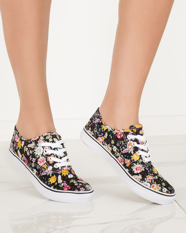 Black women's floral sneakers Surfi - Footwear
