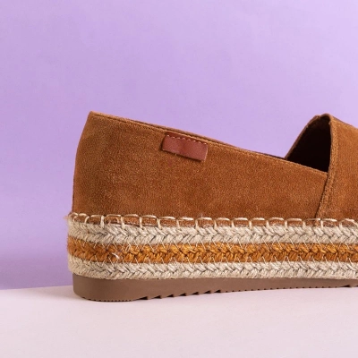 OUTLET Light brown women's eco-suede espadrilles on the Ceresa platform - Shoes