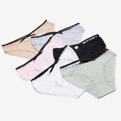 Set of women's briefs with lace and stripes 6 / pack - Underwear