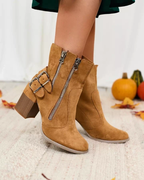 Royalfashion Sieviešu kamieļu zābaki ar feirrgo apdari