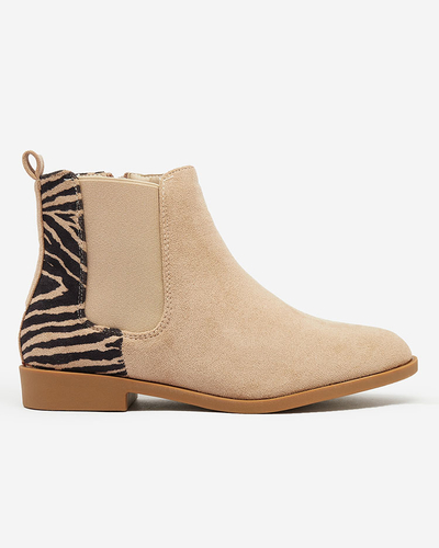 Royalfashion Beige women's boots with Dercozea print