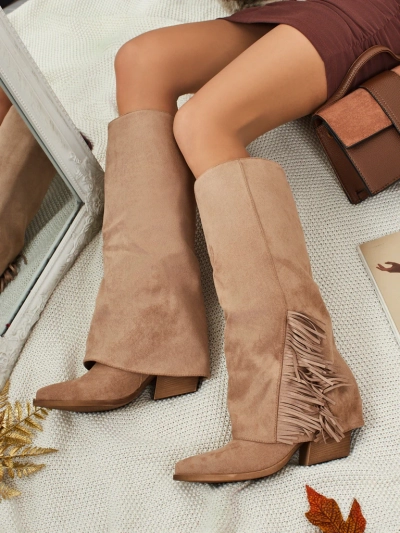 Women's Eco-Suede Knee-High Boots with Tauren Upper