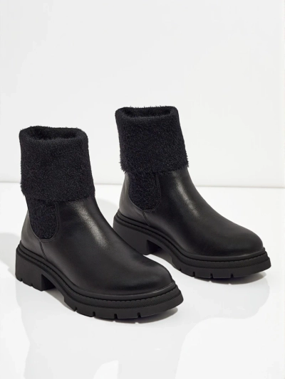 Women's Eco-Leather Ankle Boots with Fur Kesy