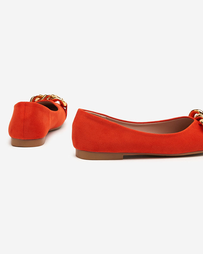 OUTLET Orange women's ballerinas with Caviene decoration - Footwear