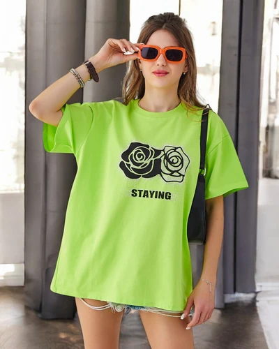 Royalfashion Women's Cotton T-Shirt Rose Flower