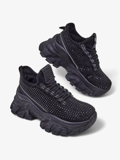 Royalfashion Women's Sport Sneakers with Rhinestones Blysco