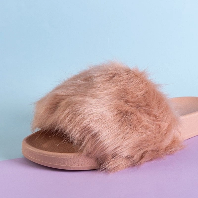 OUTLET Women's powdery slippers with fur Danita - Footwear
