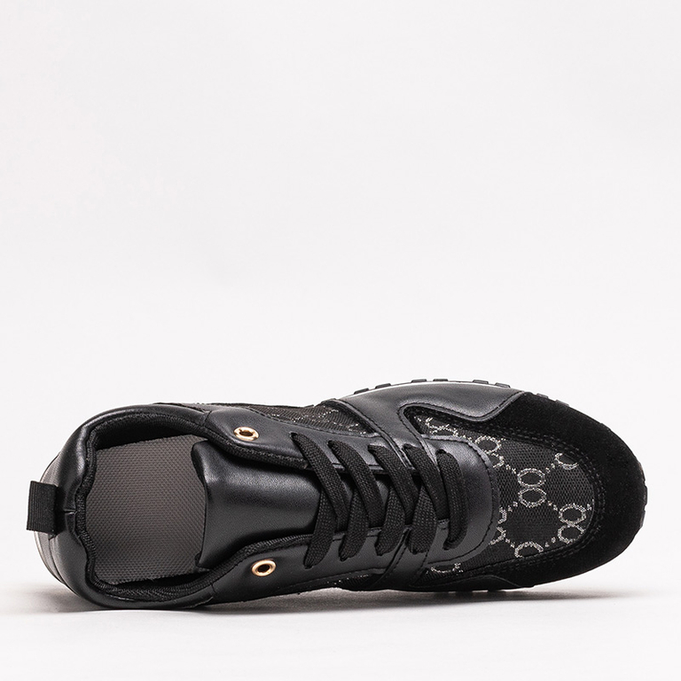 Black women's sports shoes with Engla print - Footwear