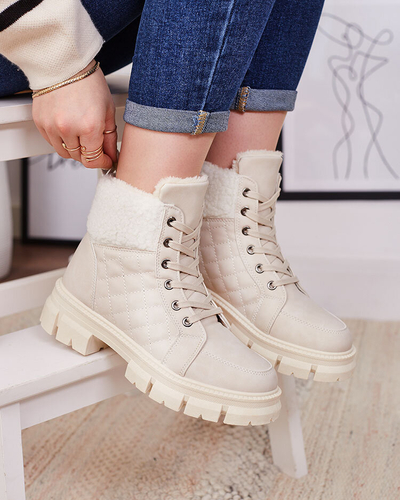 Royalfashion Beige women's insulated trapper boots Hogenaf