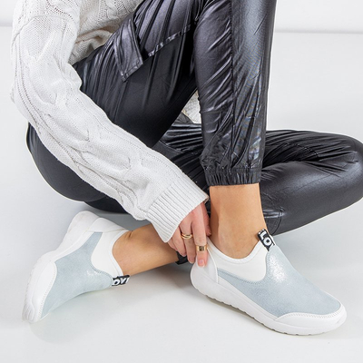 Jadena white and silver women's sports shoes - Footwear
