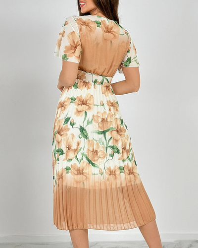 Royalfashion Women's pleated floral midi dress