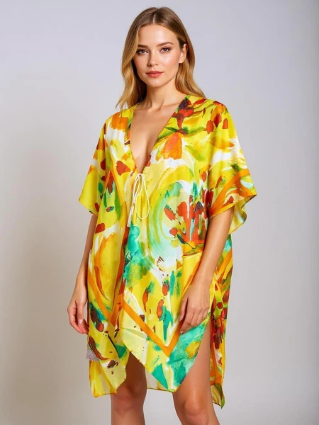 Royalfashion Pareo - Sieviešu vasaras pludmales tunika ar rakstainu dizainu Wild Coast