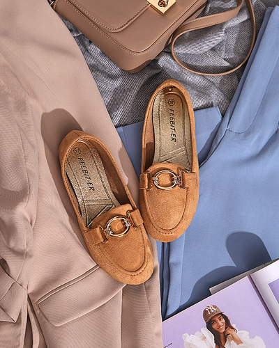 Eko-zamšādas smilškrāsas mokasīni Brussi - Apavi