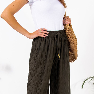 Loose green knitted palazzo trousers - Clothing