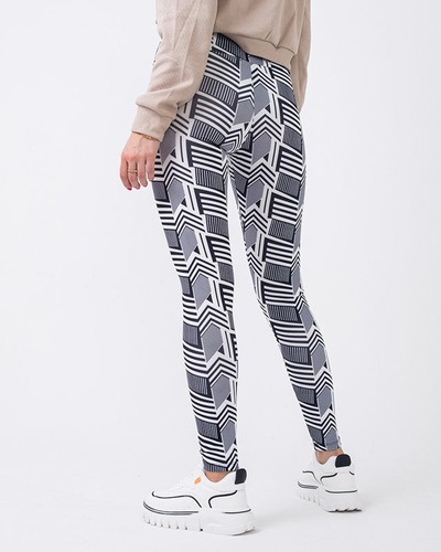 Patterned women's high-waisted black and white leggings - Clothing