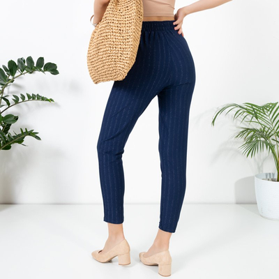 Navy blue women's treggings with a shiny thread - Clothing