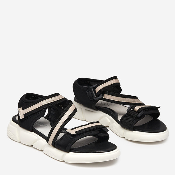 Melnas un smilškrāsas bērnu sandales aizdarāmas ar Velcro Modis - Shoes