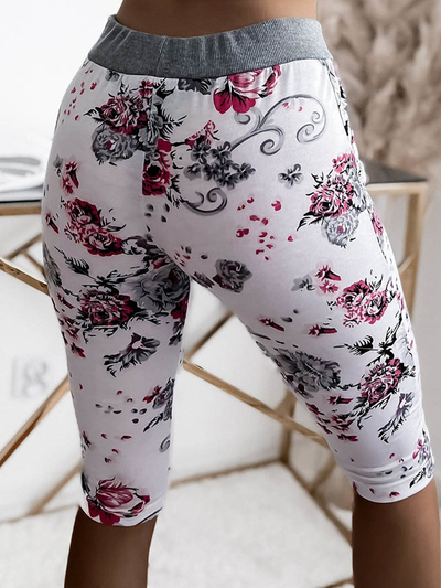 Women's 3/4 length pink and white shorts PLUS SIZE - Clothing