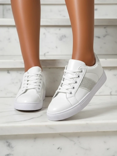 Luminosa White Eco-Leather Sneakers