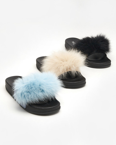 OUTLET Black slippers with fur Nate - Footwear