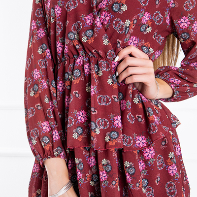 Women's maroon floral dress - Clothing