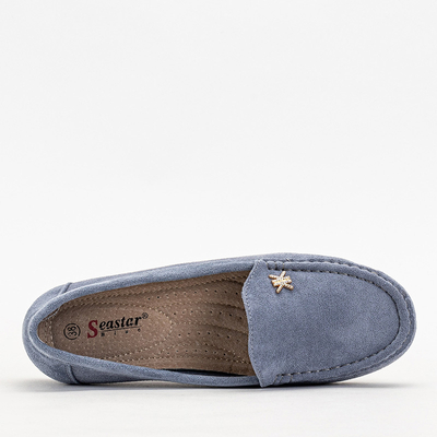 Light blue women's moccasins with gold accessory Skuizo - Footwear